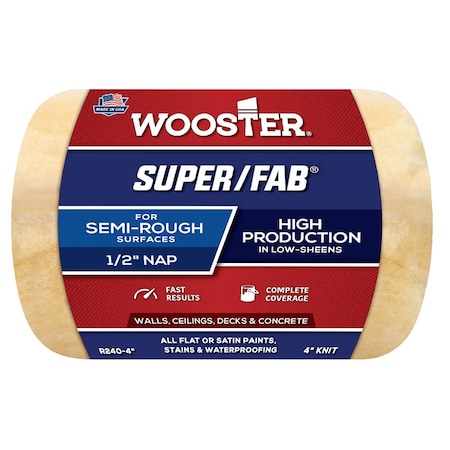 Wooster 4" Paint Roller Cover, 1/2" Nap Nap, Knit Fabric R240